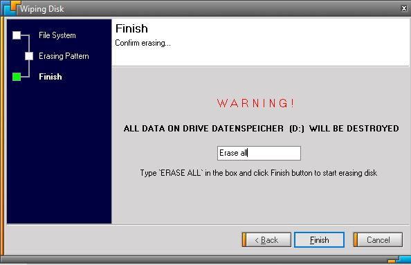 Disk Wipe finish