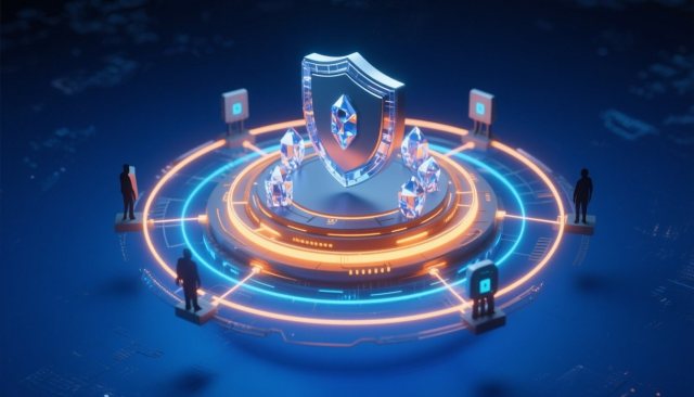 Schematische Darstellung eines mehrschichtigen Conditional-Access-Policy-Frameworks mit Persona-Ringen und Token-Schutz