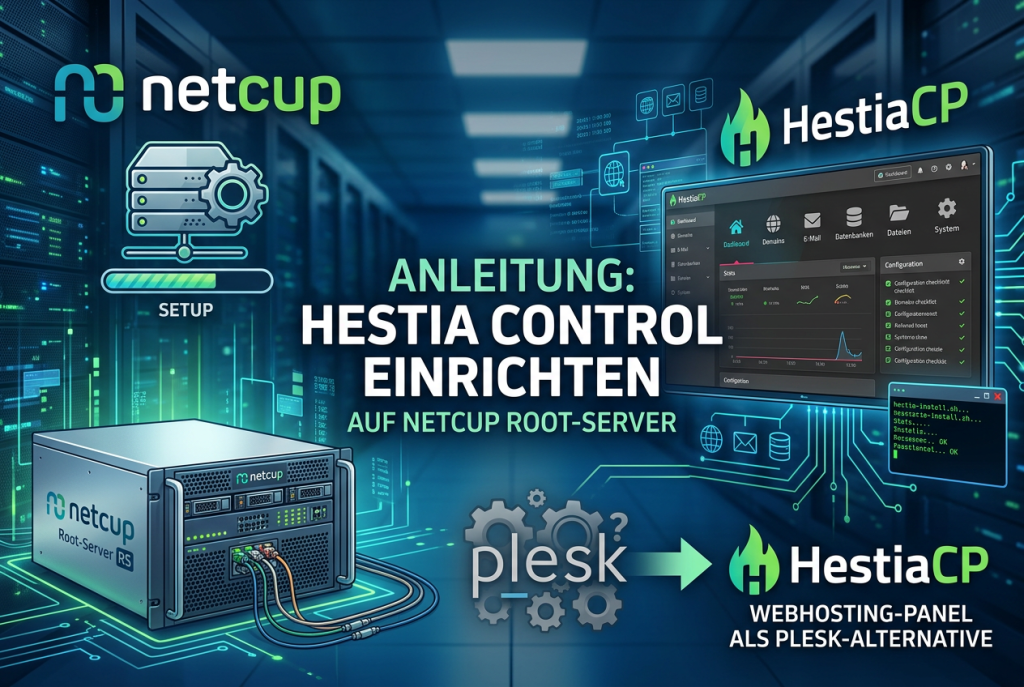 Hestia Control Panel auf einem netcup Root-Server als Plesk-Alternative einrichten, Domains, Webhosting, E-Mail und SSL-Zertifikate zentral verwalten
