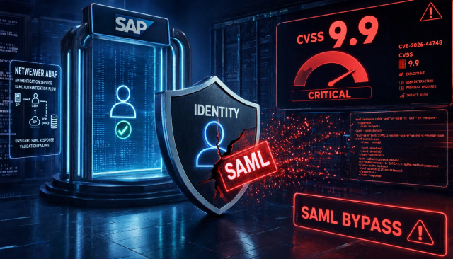 SAP Patchday Hero mit SAML-Bypass-Sicherheitslücke und Darstellung einer kritischen Authentifizierungsumgehung