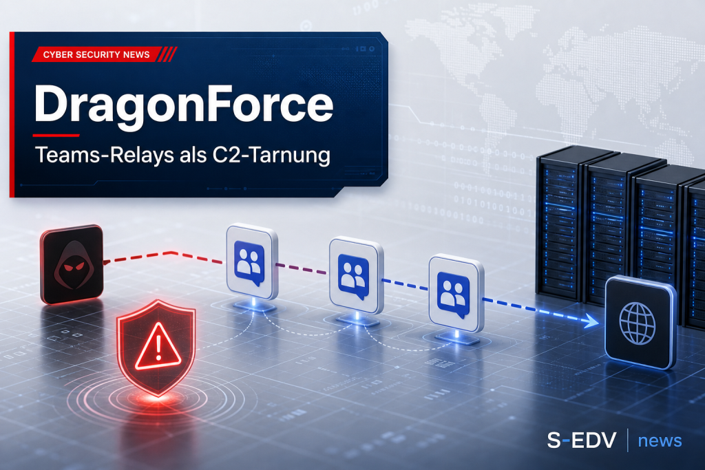Redaktionelle IT-News-Grafik zu DragonForce: Missbrauch von Microsoft Teams Relays als C2-Tarnung