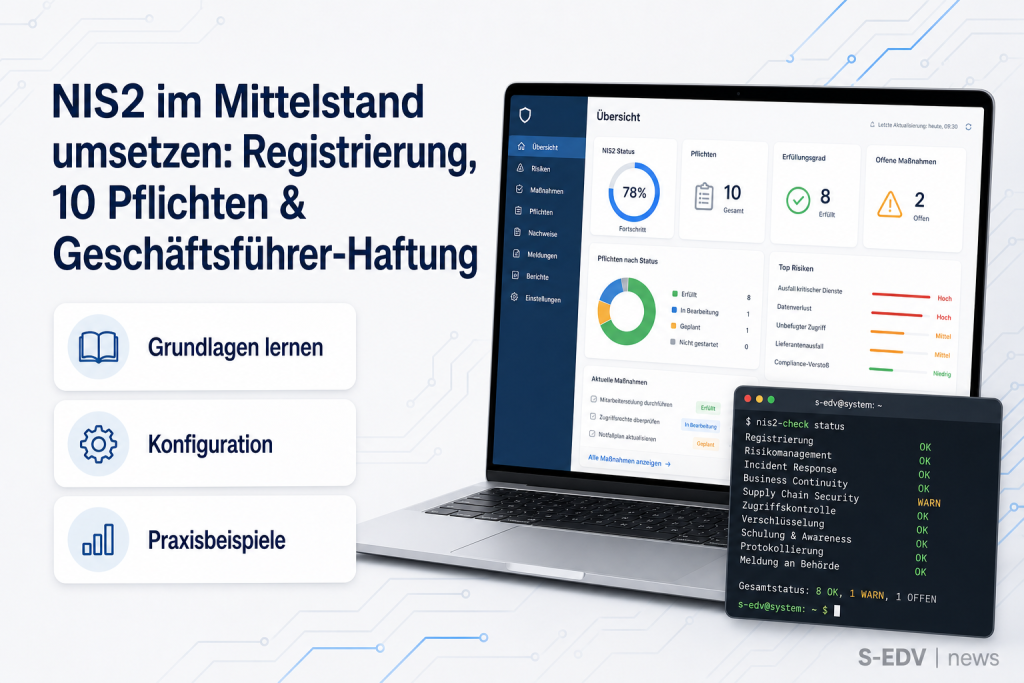 NIS2 im Mittelstand umsetzen: Registrierung, 10 Pflichten & Geschäftsführer-Haftung