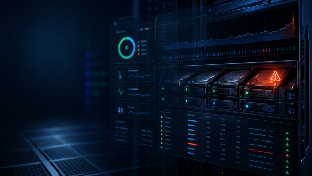 Server mit S.M.A.R.T.-Monitoring und Scrutiny-Dashboard zur frühzeitigen Erkennung von Festplattenausfällen.
