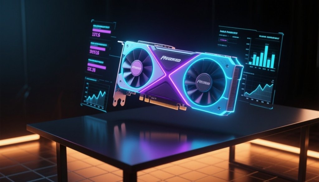 Hochleistungs-GPU mit leuchtenden Datenströmen für lokale KI-Modelle