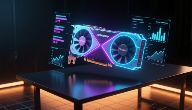 Hochleistungs-GPU mit leuchtenden Datenströmen für lokale KI-Modelle