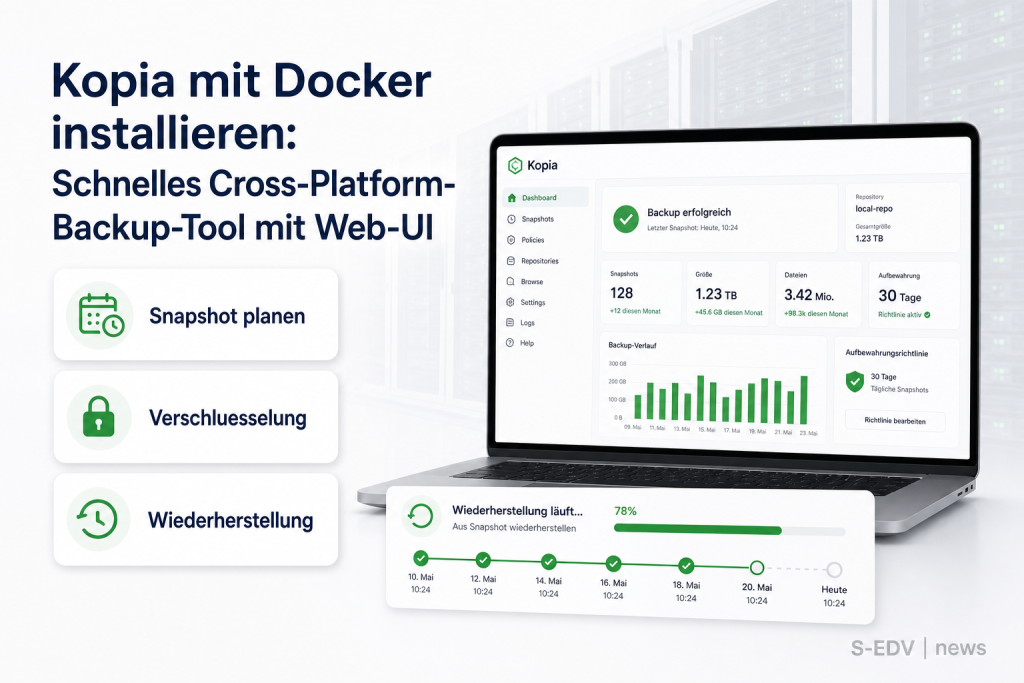 Kopia mit Docker installieren: Schnelles Cross-Platform-Backup-Tool mit Web-UI
