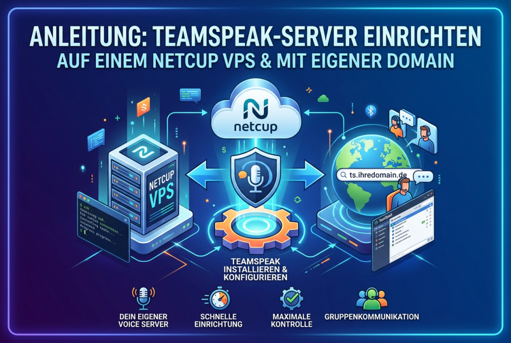 TeamSpeak-Server auf einem netcup VPS mit eigener Domain einrichten, DNS-Einträge setzen und Sprachserver dauerhaft erreichbar betreiben