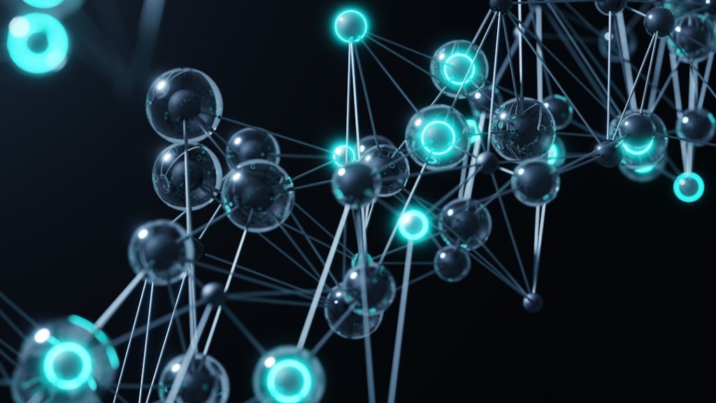 DNS-Netzwerk mit leuchtenden Knoten und Datenpfaden