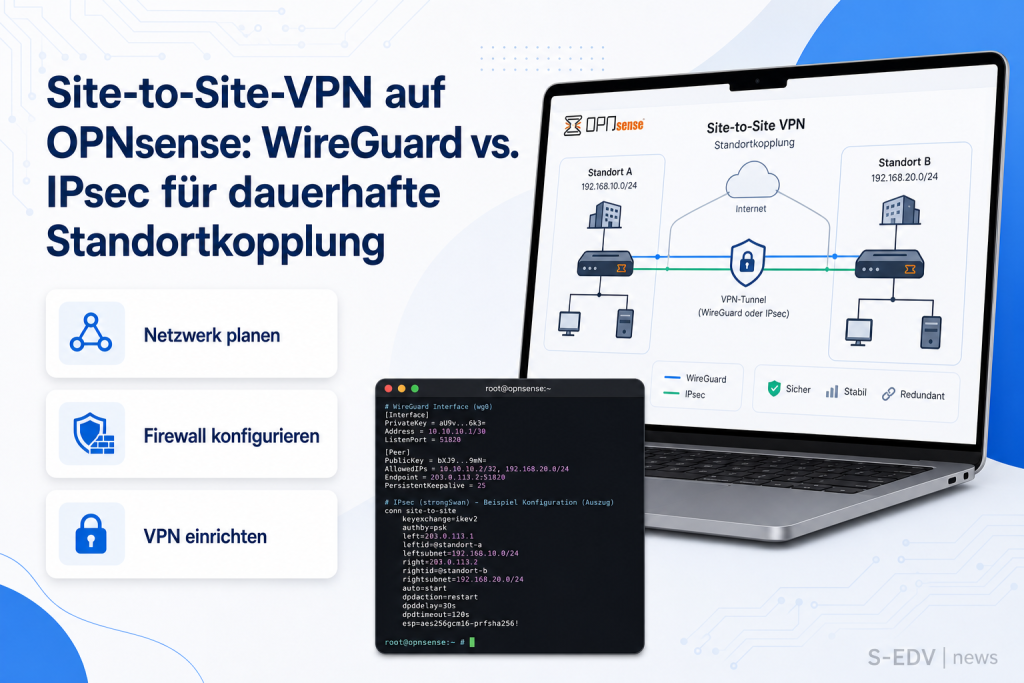 Site-to-Site-VPN auf OPNsense: WireGuard vs. IPsec für dauerhafte Standortkopplung