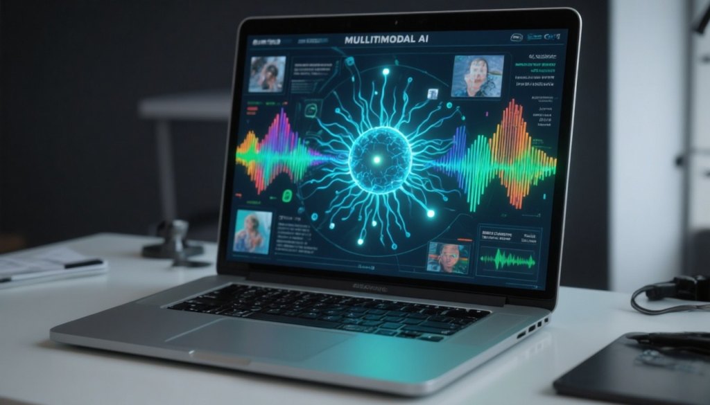 Enterprise-Laptop mit lokaler KI-Verarbeitung von Text, Bild und Audio