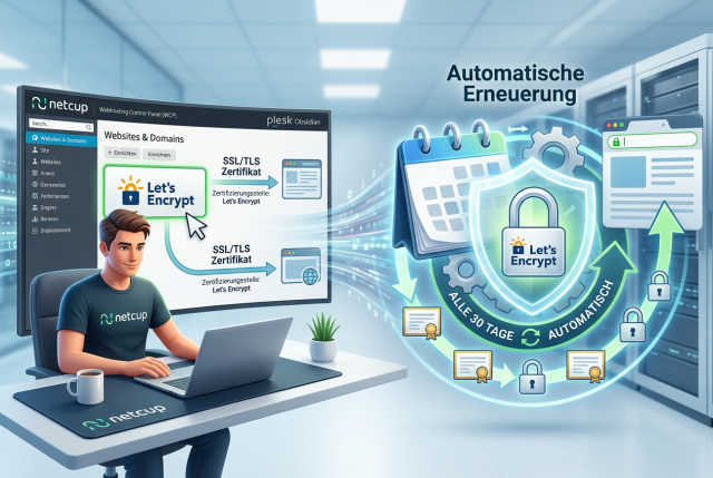 Let's Encrypt SSL im netcup Webhosting mit WCP und Plesk einrichten, Zertifikat aktivieren und automatische Verlängerung für sichere HTTPS-Verbindungen nutzen