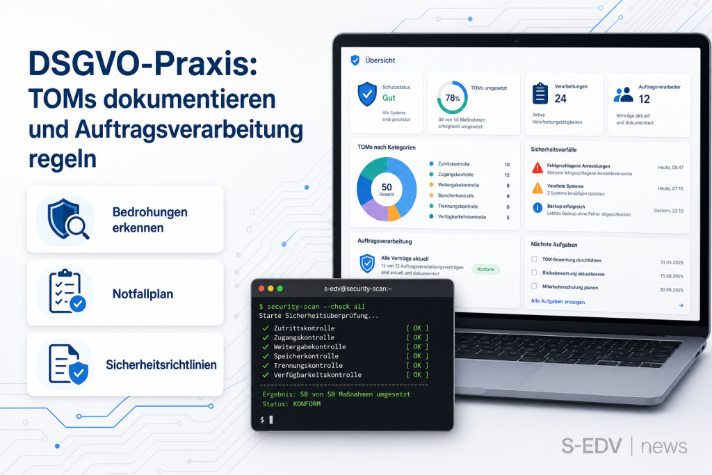 DSGVO-Praxis: TOMs dokumentieren und Auftragsverarbeitung regeln