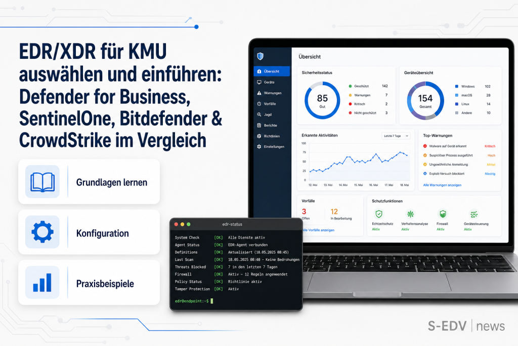 EDR/XDR für KMU auswählen und einführen: Defender for Business, SentinelOne, Bitdefender & CrowdStrike im Vergleich