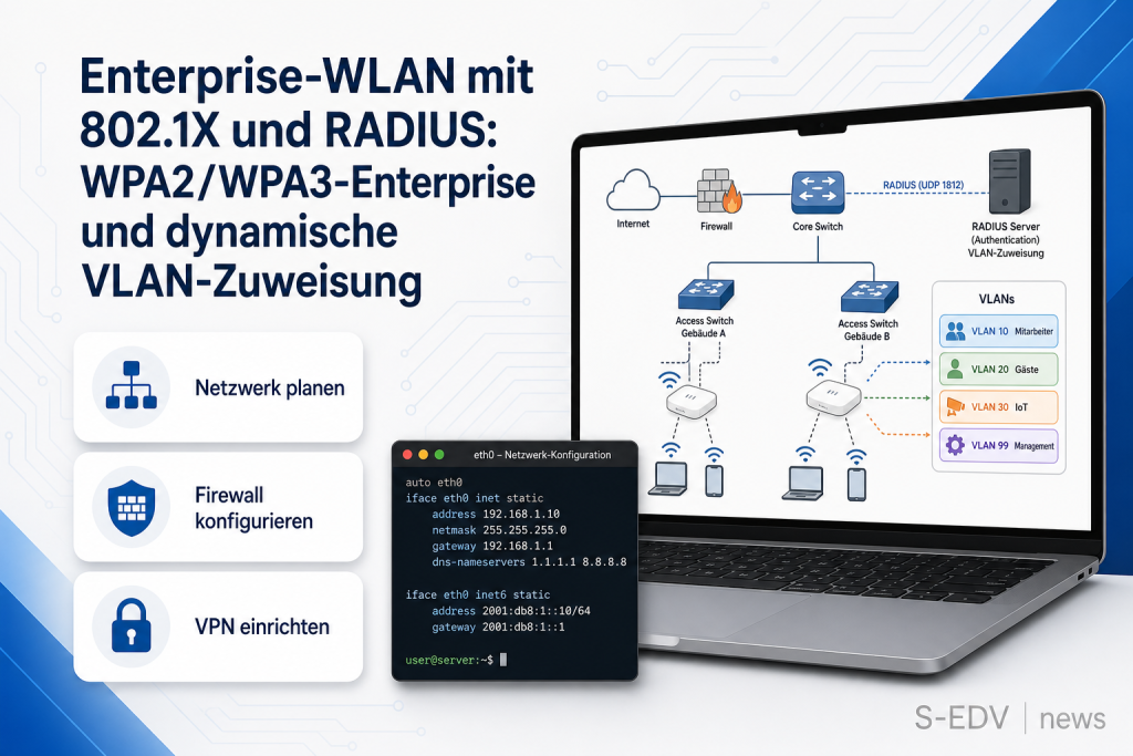 Enterprise-WLAN mit 802.1X und RADIUS: WPA2/WPA3-Enterprise und dynamische VLAN-Zuweisung
