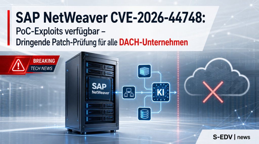 SAP NetWeaver CVE-2026-44748 Sicherheitslücke: On-Premise Server mit Warnsymbol, PoC-Exploit verfügbar, DACH-Unternehmen Patch-Prüfung dringend