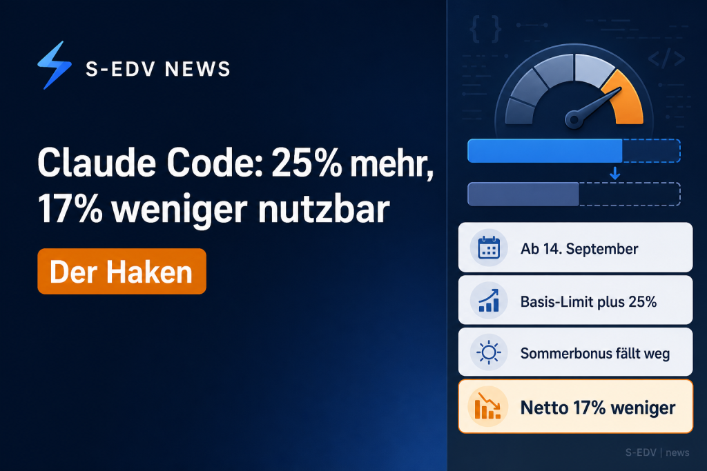 Claude Code 25 Prozent mehr Basislimit, aber 17 Prozent weniger Kapazität, Sommerbonus fällt weg ab 14. September