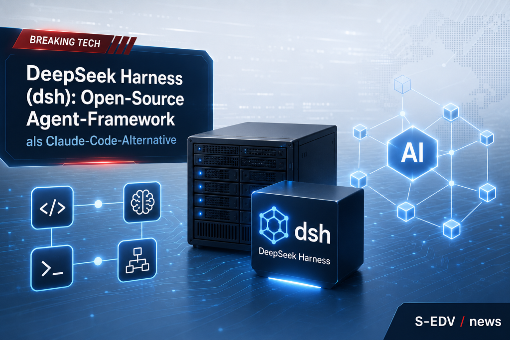DeepSeek Harness (dsh) als Open Source Agent Framework und Claude Code Alternative mit lokalem Server, KI Netzwerk und moderner IT News Darstellung.