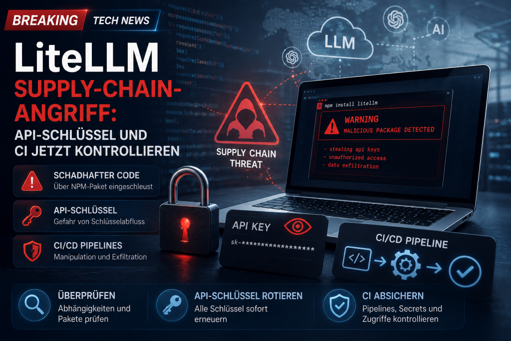 LiteLLM Supply Chain Angriff mit Gefahr für API Schlüssel und CI CD Pipelines