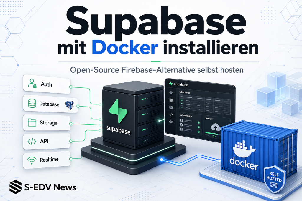 Supabase mit Docker installieren und als selbst gehostete Open Source Firebase Alternative mit Authentifizierung, Datenbank, Storage, API und Realtime betreiben.