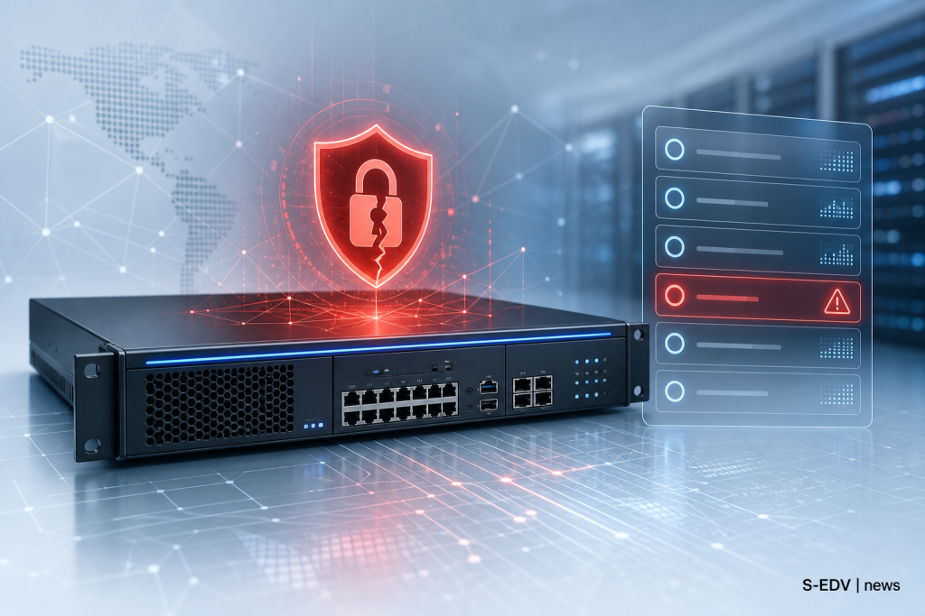 Symbolische Darstellung eines Citrix NetScaler Gateway-Servers mit rotem Warnsignal fuer aktiv ausgenutzte Sicherheitsluecke CVE-2026-8452