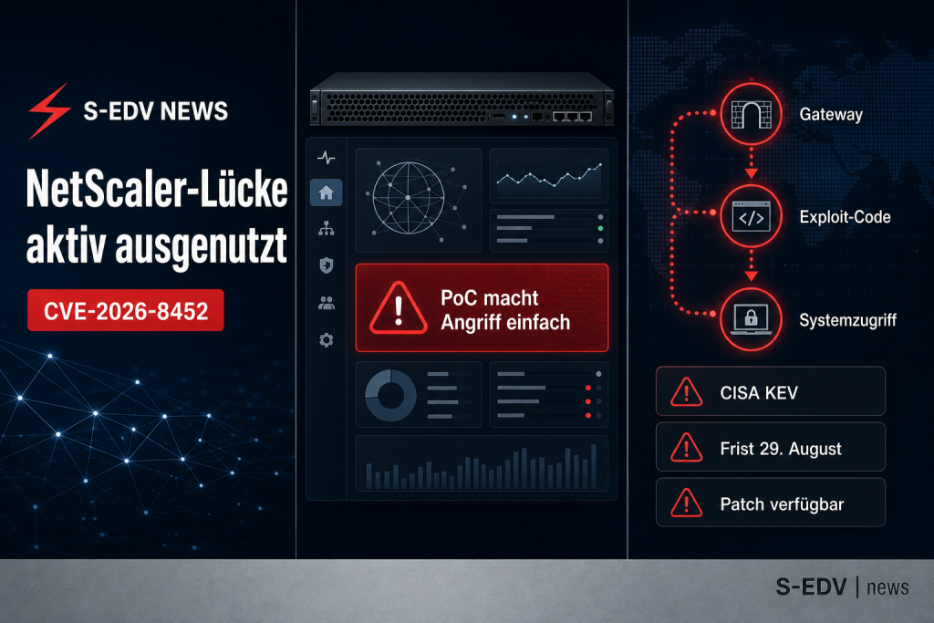 Citrix NetScaler Lücke CVE-2026-8452 wird aktiv ausgenutzt, Angriffspfad vom Gateway über Exploit-Code zum Systemzugriff