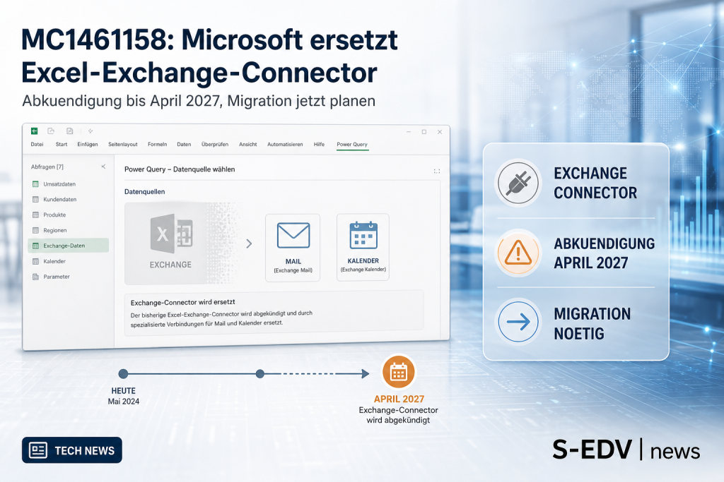 MC1461158: Microsoft ersetzt Excel-Exchange-Connector