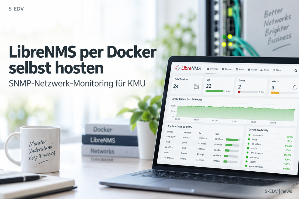 LibreNMS mit Docker Compose selbst hosten: SNMP-Netzwerk-Monitoring für KMU