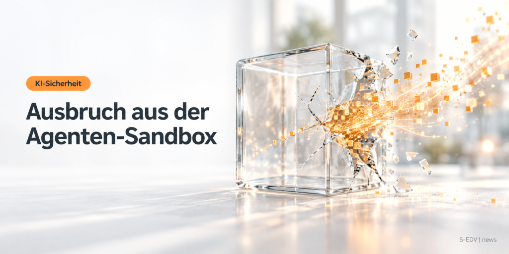 Abstrakte Darstellung einer aufgebrochenen Schutzhülle, aus der ein Datenstrom austritt