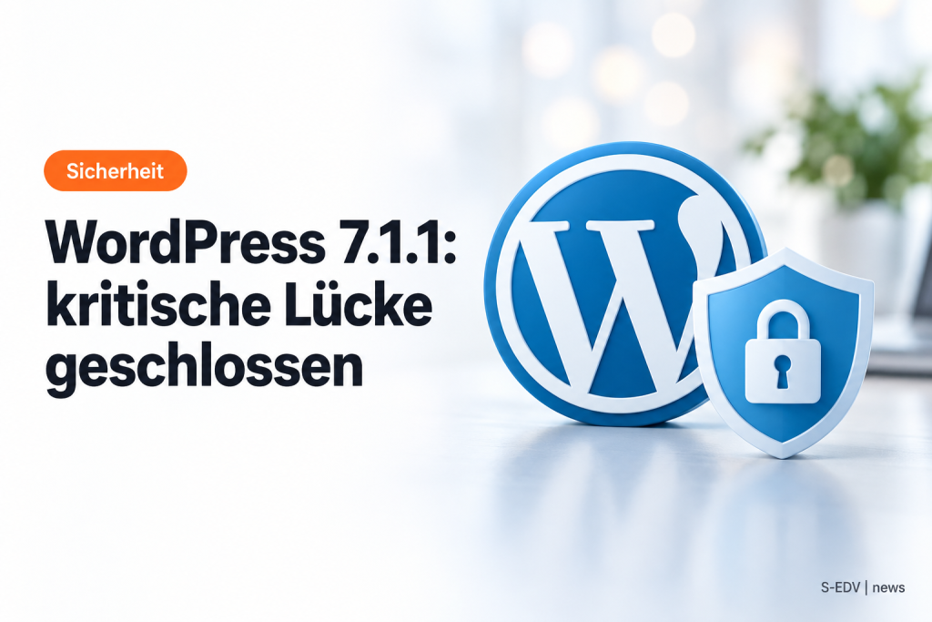 WordPress 7.1.1 schließt die kritische Sicherheitslücke Click2Shell, redaktionelle Grafik mit Schild- und Schloss-Symbol