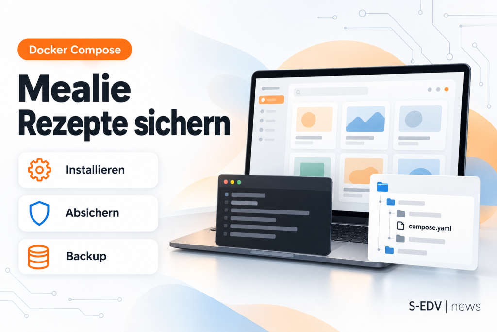 Startbild der Anleitung: Mealie mit Docker Compose installieren, absichern und sichern