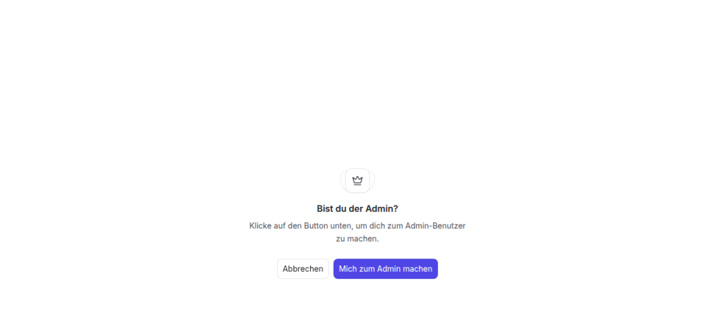Rallly-Dialog zur Admin-Übernahme mit der Schaltfläche Mich zum Admin machen