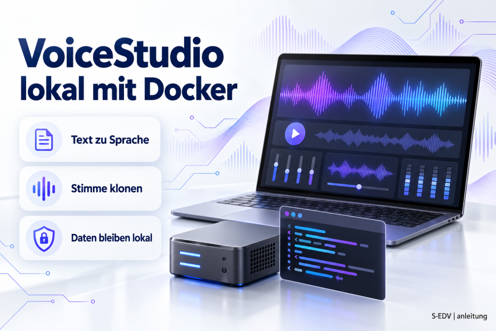 Titelbild: VoiceStudio lokal mit Docker, Text zu Sprache und Stimmklon auf dem eigenen Server