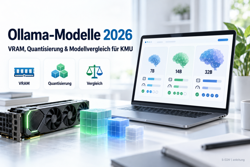 Ollama-Modelle 2026 im Vergleich: VRAM-Anforderungen, Quantisierung und lokale KI-Modelle mit 7B, 14B und 32B Parametern für kleine und mittlere Unternehmen (KMU).