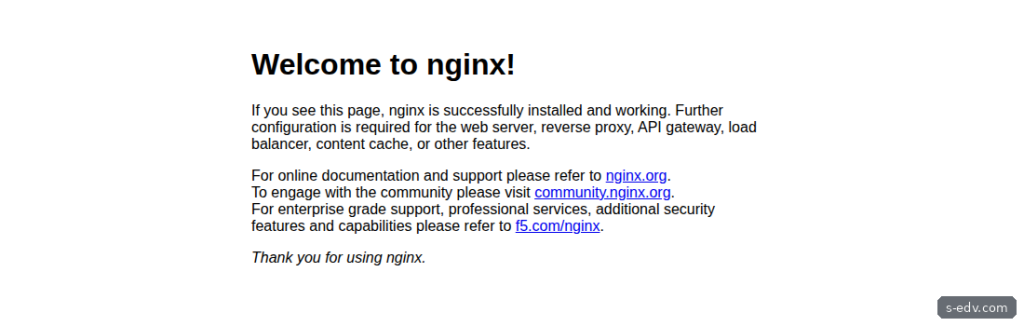 Startseite des nginx-Demo-Containers mit der Überschrift Welcome to nginx nach dem automatischen Start durch Sablier