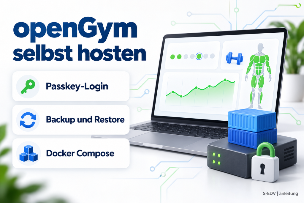 Titelbild zur Anleitung: openGym selbst hosten mit Passkey-Login, Backup und Docker Compose